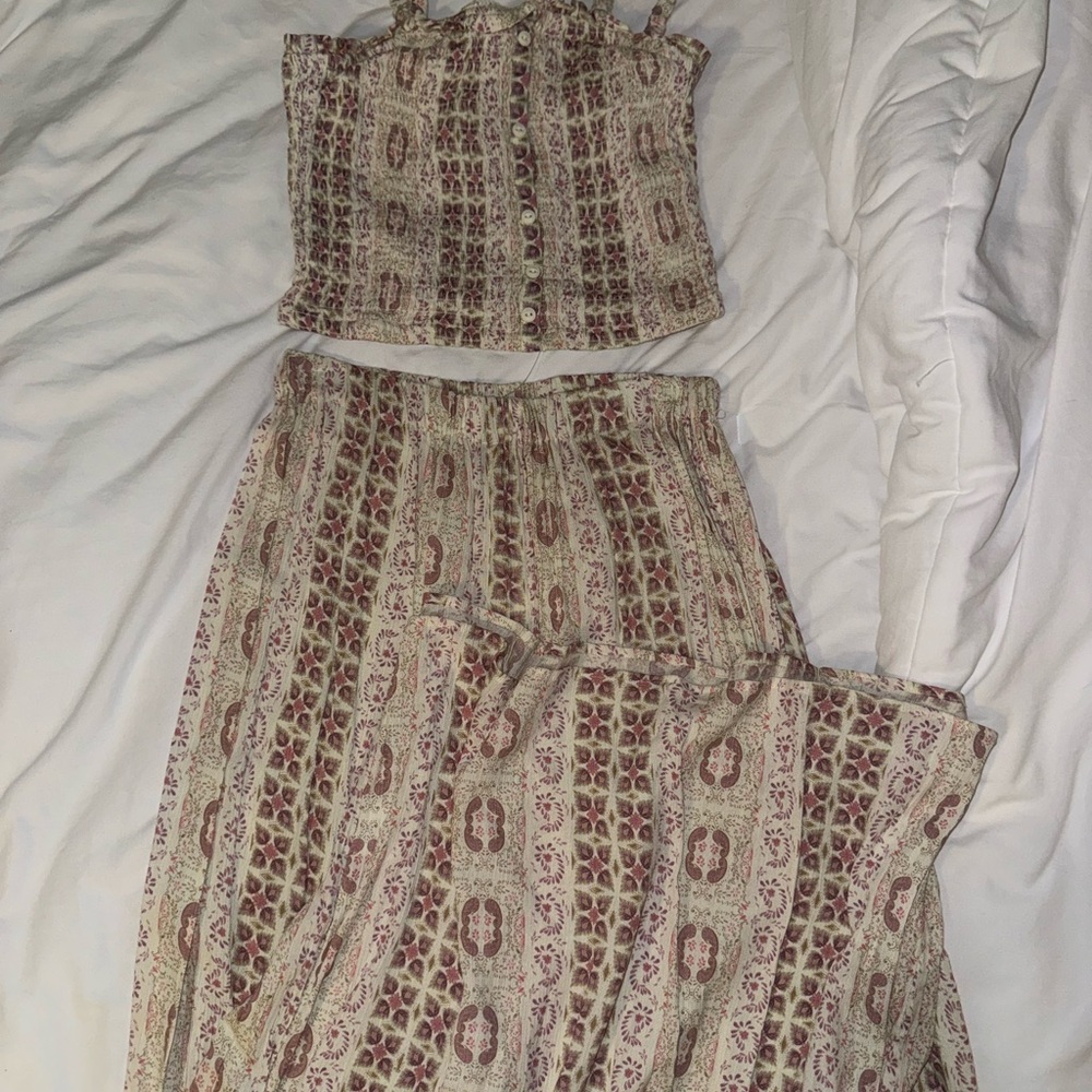 La Hearts Tan and Brown Maxi A-Line Skirt